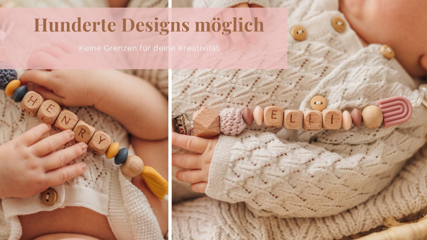 Schnullerketten Bastelset XXL (300 Teile) für personalisierte Schnullerketten, Kinderwagenketten, Greiflinge, Rasseln inkl. Videoanleitung